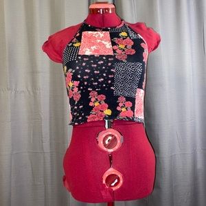 Floral Patch Crop Halter Top